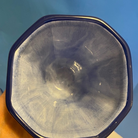 Tabletops Unlimited Hand-Painted Lisbon Blue White Ceramic Footed Goblets - Picture 10 of 10